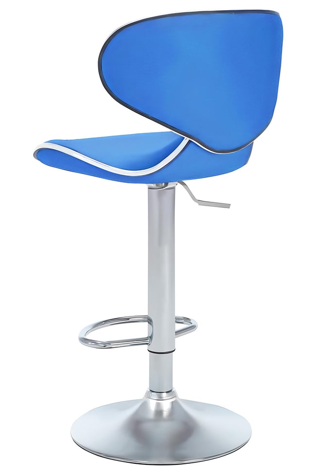 Bürocci Zen Bar Taburesi - Mavi Modern Deri Metal Ayaklı Yüksek Tezgah Sandalyesi - 9549S0514