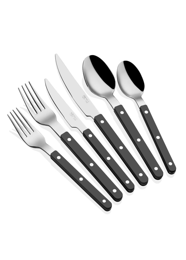 The Mia Comida Çatal Kaşık Bıçak Takımı Siyah 36 Parça