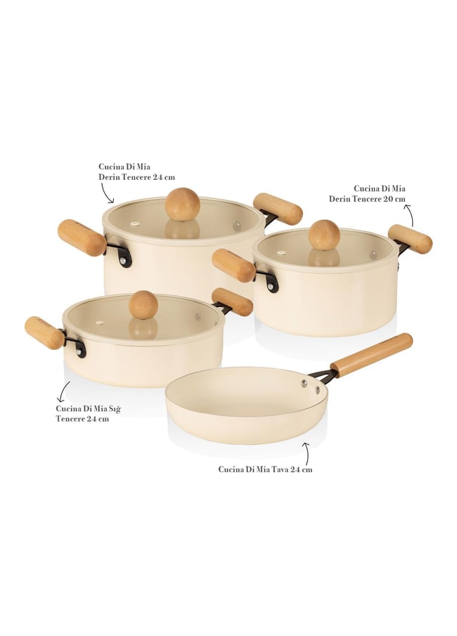 The Mia Cucina Di Mia İndüksiyon Tabanlı Seramik Tencere Tava Seti 7 Parça
