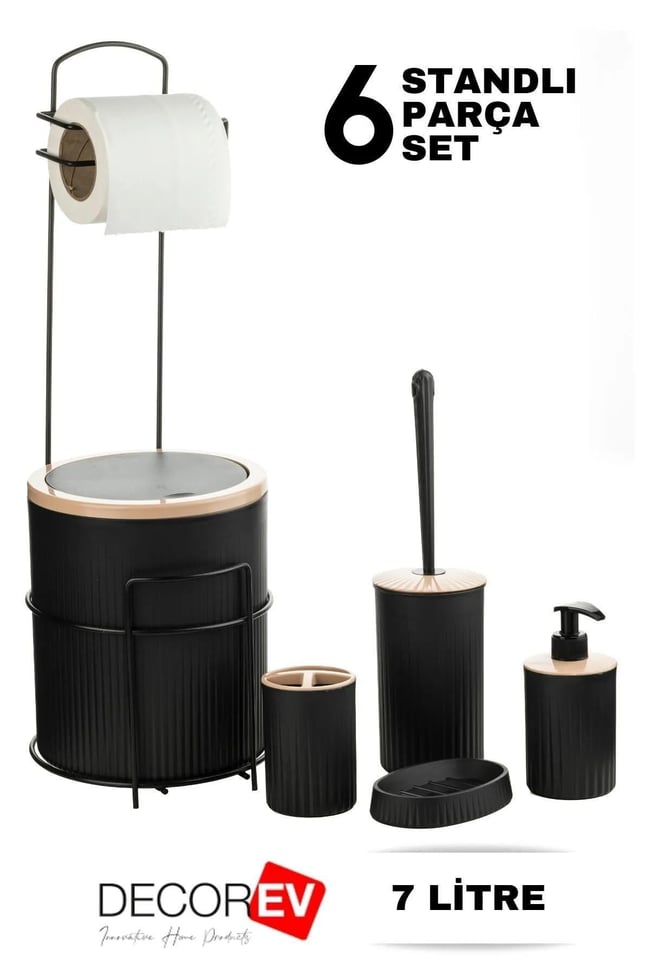 DECOREV STANDLI WC - BANYO SETİ DC-6361 FYD 5Prc SİYAH