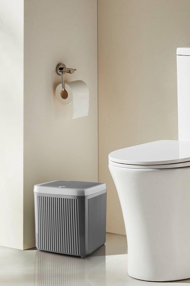 Decorev 5 Litre Gri Click Kapaklı Modern Çizgili Çöp Kovası DC-6798