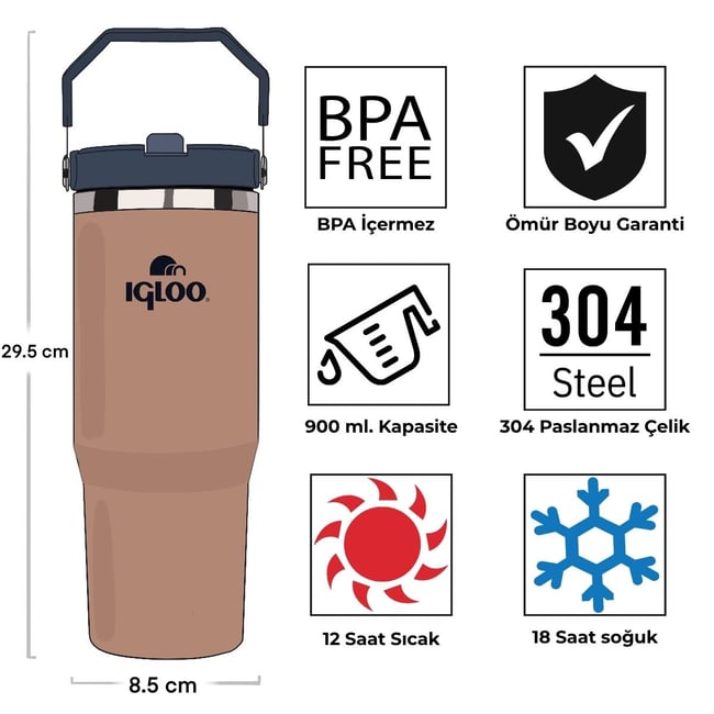 Igloo Powder Termos 900ml-KAHVERENGİ