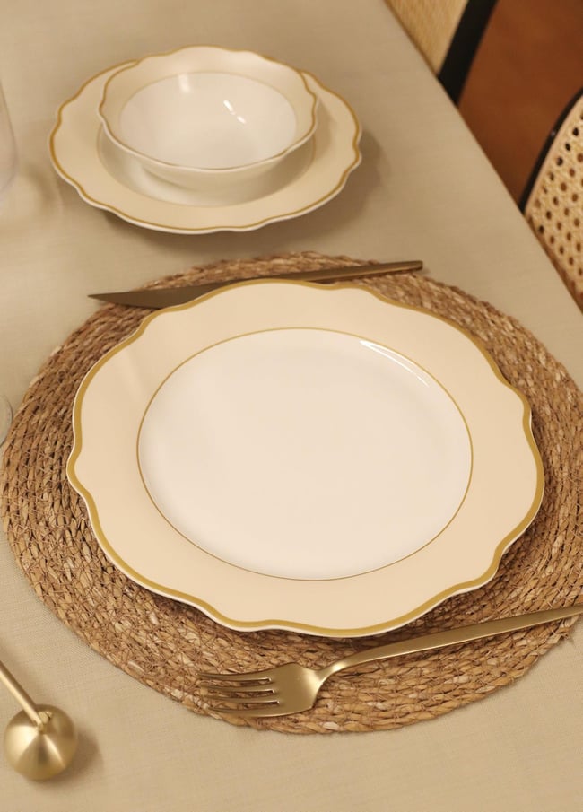 The Mia Jaswely Servis Tabağı 6 Parça Krem 27 Cm