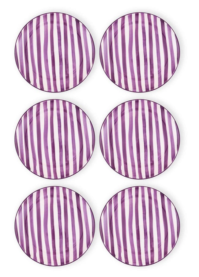 The Mia Joy Servis Tabağı 6lı Set Mor 26 cm