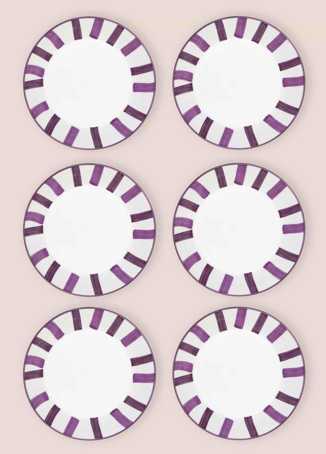 The Mia Joy Yemek Tabağı 6lı Set Mor 20 cm