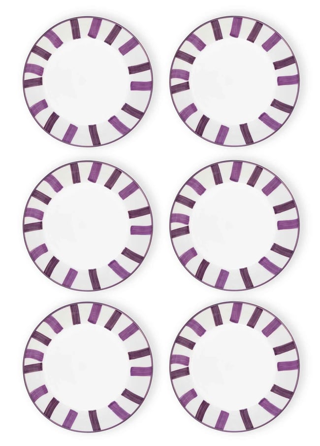 The Mia Joy Yemek Tabağı 6lı Set Mor 20 cm