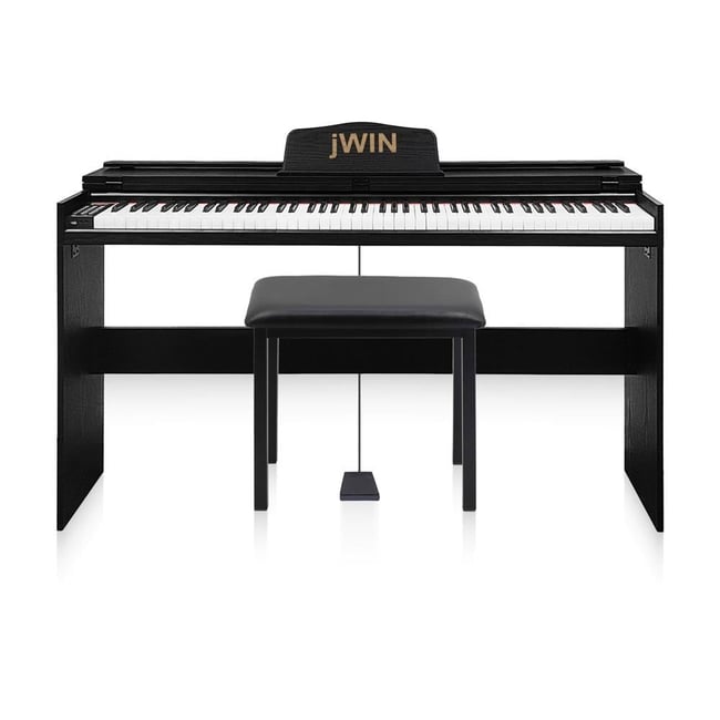 Jwin SDP-92 Tuş Hassasiyetli 88 Tuşlu Kapaklı Dijital Piyano + Tabure - Siyah