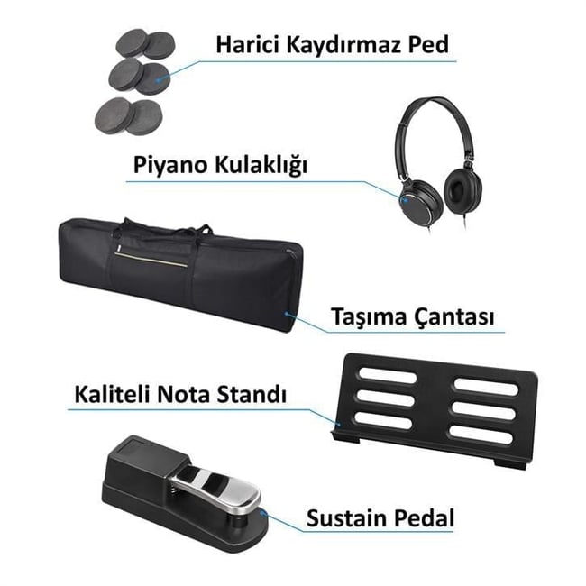 Jwin Sapphire SDP-112 Çekiç Aksiyonlu 88 Tuşlu Dijital Piyano Taşıma Çantası Hediyeli + Tabure