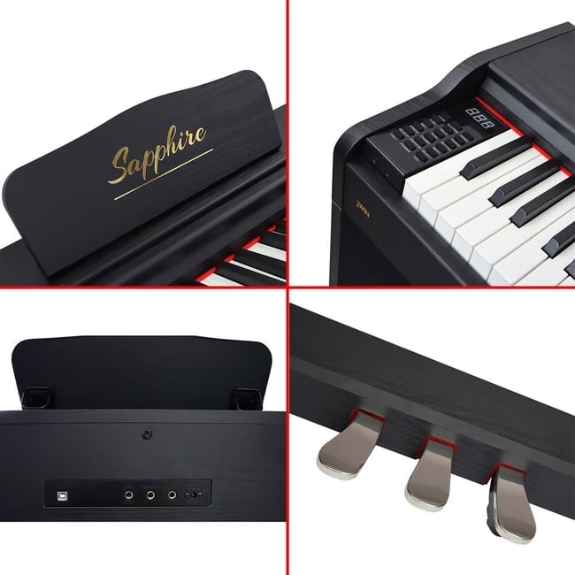 Jwin Sapphire SDP-120 Çekiç Aksiyonlu 88 Tuşlu Dijital Piyano - Siyah