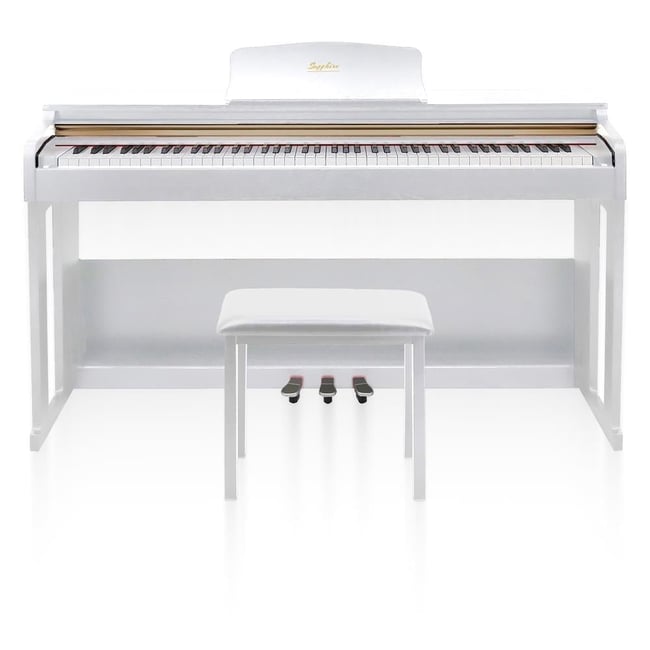 Jwin Sapphire SDP-214 Çekiç Aksiyonlu 88 Tuşlu Dijital Piyano + Tabure - Beyaz