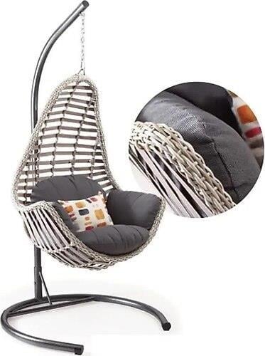 Lucas Exlusive Kule Rattan Hamak Salıncak (Minder Hediyeli) Gri