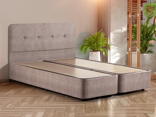 Luna Baza ve Başlık Seti - 180x200 cm Çift Kişilik Sandıklı Kumaş Baza Seti