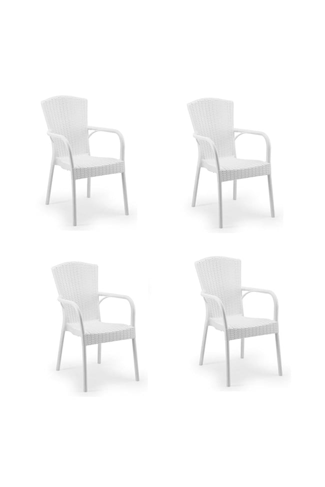Mandella Doğa Rattan Koltuk (4 Adet) Beyaz