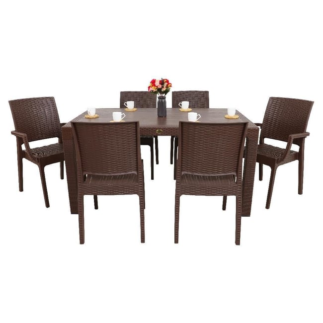 Mandella Elit 90x150 Rattan 2 Elit Koltuk 4 Elit Sandalye Masa Takımı Kahverengi