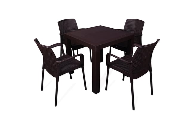 Mandella Elit Rattan 80x80 Defne Koltuk Masa Takımı Kahve