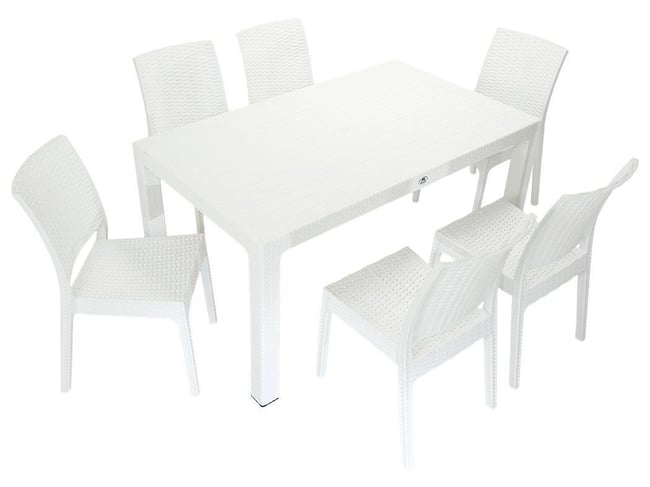Mandella Elit Rattan 90x150 Elit Sandalye Masa Takımı BEYAZ