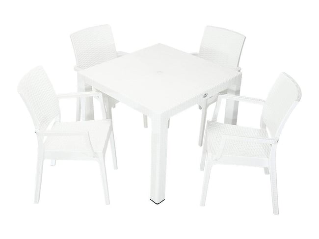Mandella Elit Rattan 90x90 Elit Koltuk Masa Takımı BEYAZ
