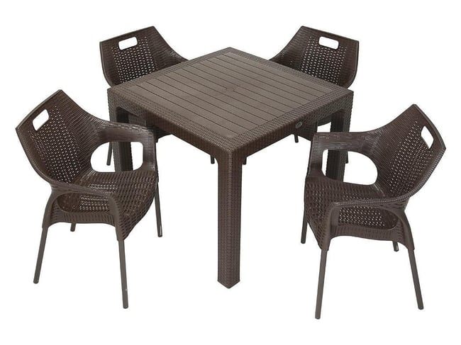 Mandella Elit Rattan 90x90 Star Koltuk Masa Takımı KAHVERENGİ