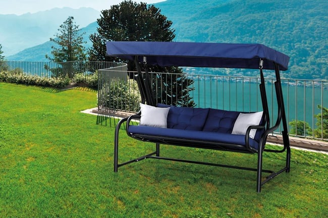 Mandella Gondol Üç Kişilik Metal Salıncak (Minder Hediyeli)