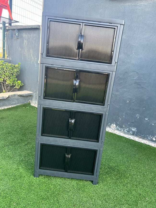 Mandella Safir 4 Lü Katlanabilir Çok Amaçlı Kapaklı Portatif Organizer Dolap Antrasit