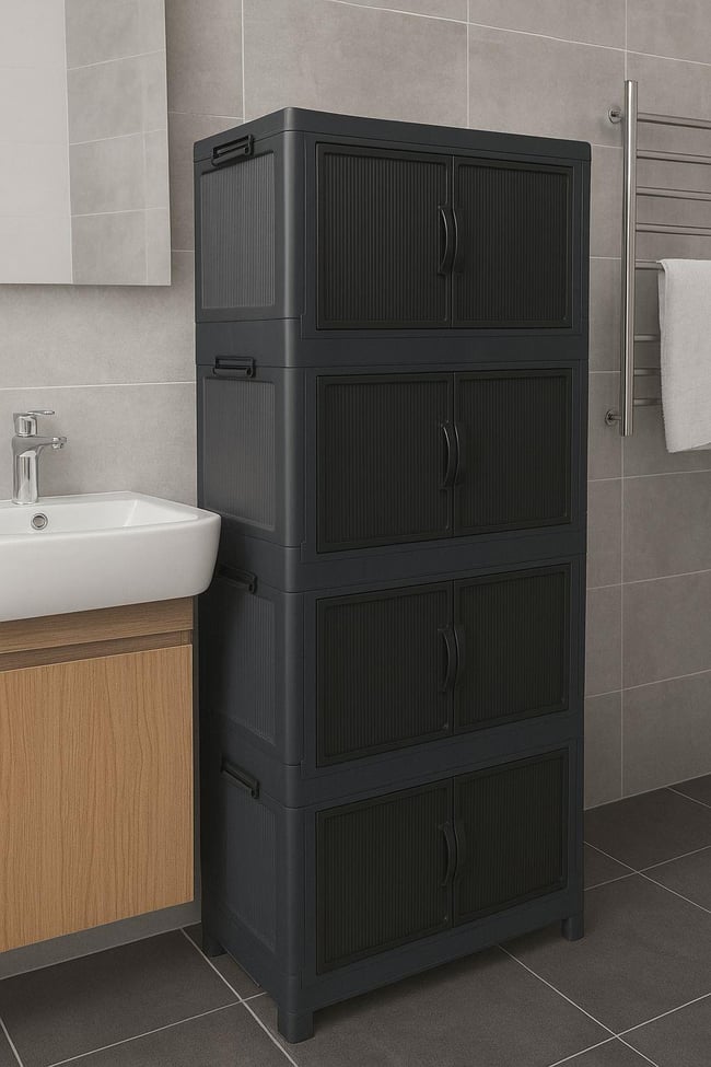 Mandella Safir 4 Lü Katlanabilir Çok Amaçlı Kapaklı Portatif Organizer Dolap Antrasit