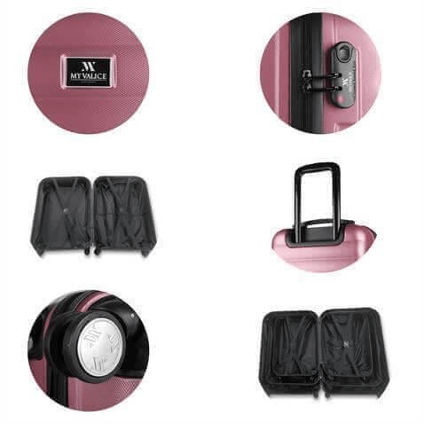 My Valice Colors Abs Kabin Orta ve Büyük Boy Rose Gold 3lü Valiz Seti