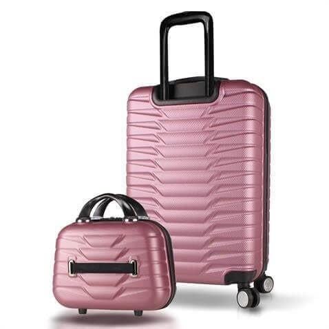 Croc Abs Makyaj ve Orta Boy Rose Gold  2li Valiz Seti