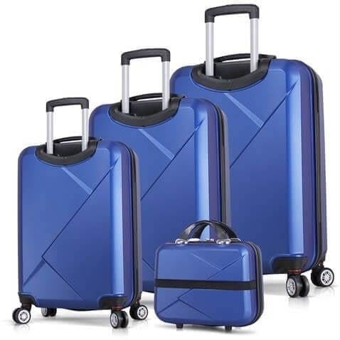 Diamond Abs Kabin Orta Büyük ve Makyaj Boy Mavi 4lü Travel Valiz Seti