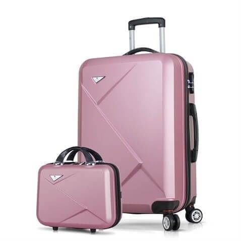 Diamond Abs Orta ve Makyaj Boy Rose Gold 2li Valiz Seti