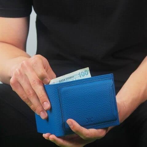 My Valice Erkek Hakiki Deri Cüzdan ve Kartlık 1815 Açık Mavi