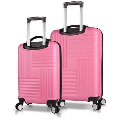 Puzzle Abs Kabin ve Orta Boy Pembe  2li Valiz Seti