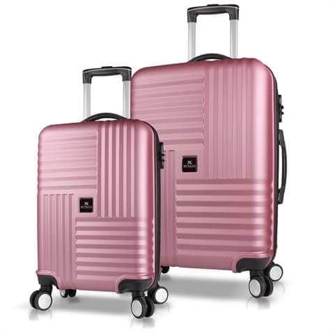 Puzzle Abs Kabin ve Orta Boy Rose Gold  2li Valiz Seti
