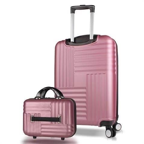 Puzzle Abs Makyaj ve Orta Boy Rose Gold  2li Valiz Seti