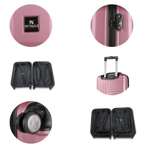 Puzzle Abs Orta ve Büyük Boy Rose Gold  2li Valiz Seti