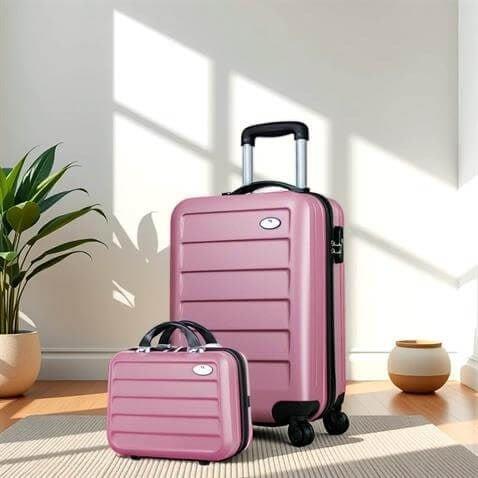 Ruby Abs Kabin ve Makyaj Boy Rose Gold 2li Valiz Seti