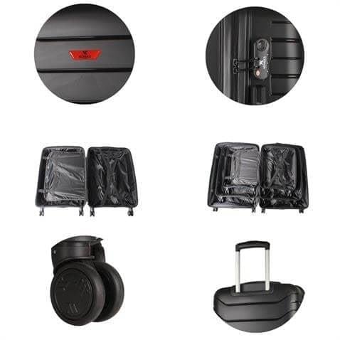 My Valice Solid PP Polipropilen Kırılmaz Kabin Orta ve Büyük Boy Siyah 3lü Valiz Seti