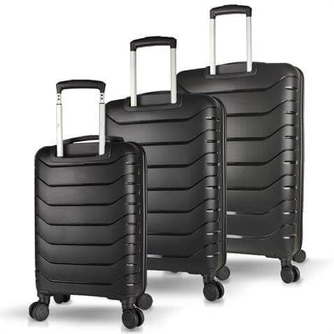 My Valice Solid PP Polipropilen Kırılmaz Kabin Orta ve Büyük Boy Siyah 3lü Valiz Seti