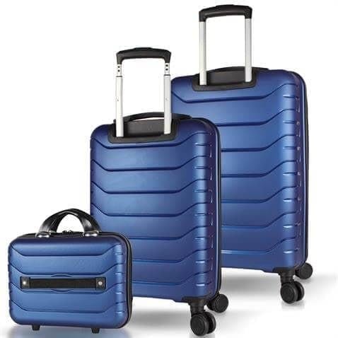 My Valice Solid PP Polipropilen Kırılmaz Makyaj Kabin ve Orta Boy Parlement Mavisi 3lü Valiz Seti