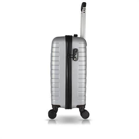 Solid PP Polipropilen Kırılmaz Makyaj ve Kabin Boy Gümüş Gri 2li Valiz Seti