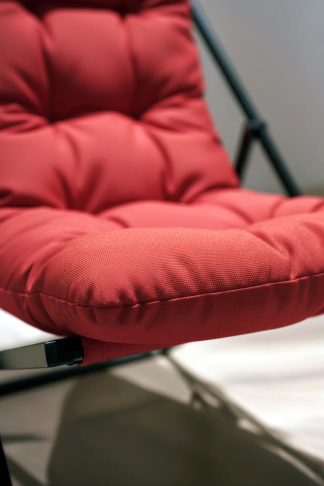 Napper Katlanabilir Kırmızı Şezlong - Su Geçirmez Kumaş, Metal İskelet, Balkon ve Bahçe Sandalyesi