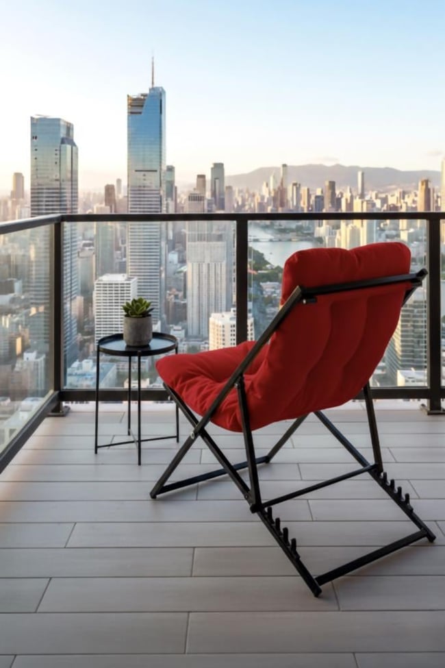 Napper Katlanabilir Kırmızı Şezlong - Su Geçirmez Kumaş, Metal İskelet, Balkon ve Bahçe Sandalyesi