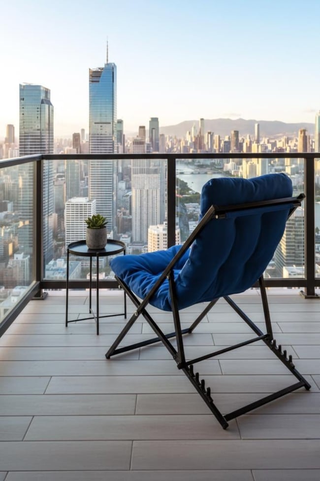 Napper Katlanabilir Mavi Şezlong - Su Geçirmez Kumaş, Metal İskelet, Balkon ve Bahçe Sandalyesi