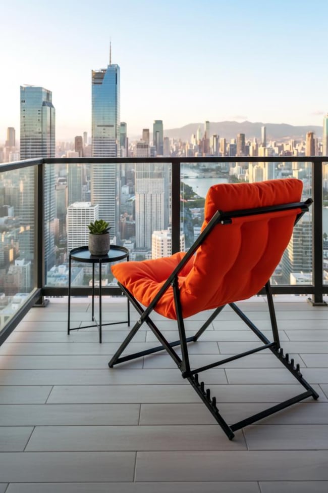 Napper Katlanabilir Turuncu Şezlong - Su Geçirmez Kumaş, Metal İskelet, Balkon ve Bahçe Sandalyesi