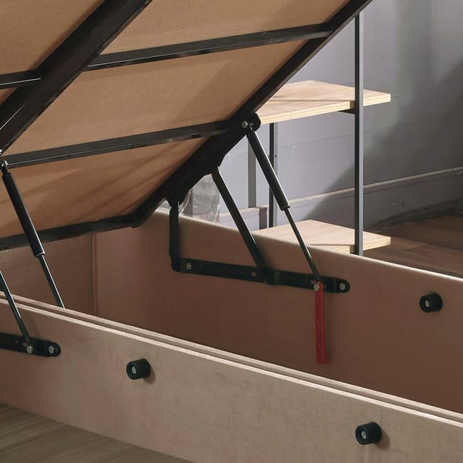 Niron Ela Baza ve Başlık Seti 180x200 cm Çift Kişilik Sütlü Kahve Kumaş Baza ve Başlığı Soho Kumaş