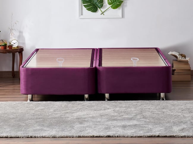 Niron Purple Baza 150x200 cm Çift Kişilik Sandıklı Mor Kumaş Baza Silinebilir Soho Kumaş