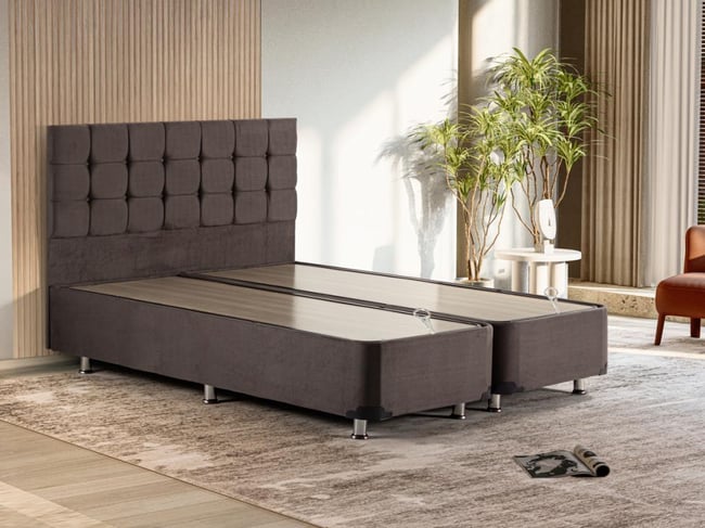 Niron Rama Füme Baza Ve Başlık Seti, Çift Kişilik 160x200 cm Baza Ve Başlık Takımı