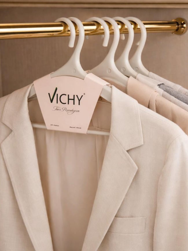 Vichy 5’Li Kaymaz Pantolon & Etek Askısı 40 Cm – Krem Renk Çok Amaçlı Dolap Düzenleyici VCH-7017