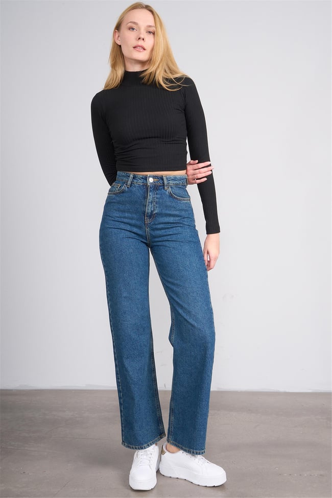 Aksoy K26 609-20 Sıyah Kadın Balıkcı Yaka Kaskorse Sweat