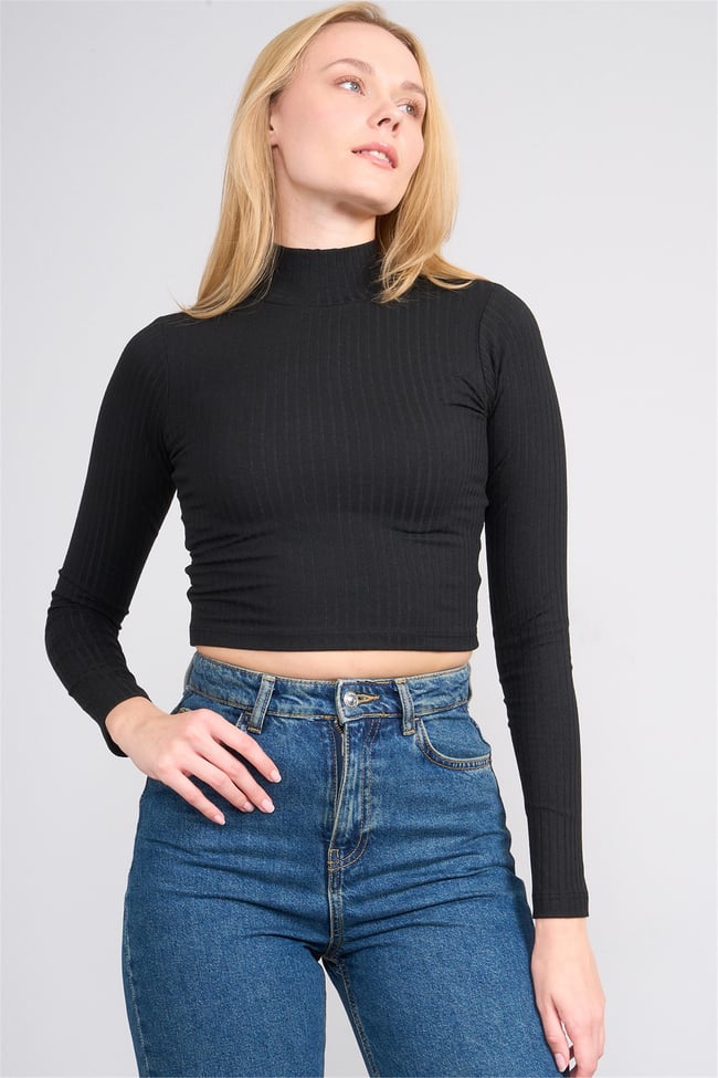 Aksoy K26 609-20 Sıyah Kadın Balıkcı Yaka Kaskorse Sweat