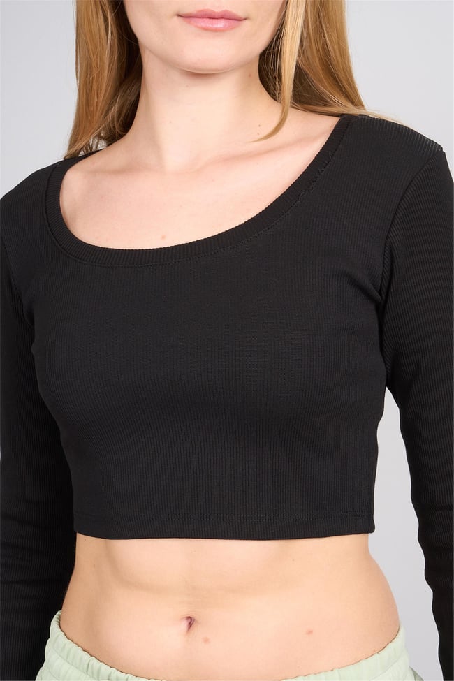 Aksoy K26 627-06 Sıyah Kadın Kare Yaka Crop Sweat